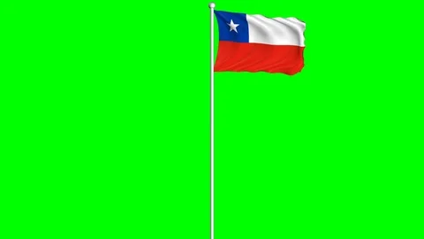 Chile Flag Waving Fluttering on Wind Loopable Green Blue Screen Matte Stock Footage 77582200