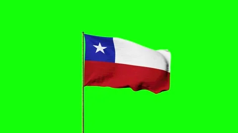 Chile flag waving with green background Видео 247715966
