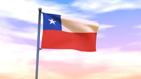 Chile Flag waving in the high wind Video stock 153869656