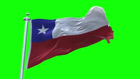 Chile Flag Waving in Loopable and Textured green screen background Stock Footage 296876550