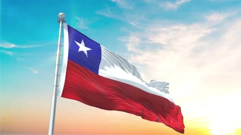 Chile flag Waving Realistic With Sky Stock Footage 296475557