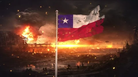 Chile flag waving in war is torn 動画素材 346006654