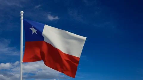 Chile flag, waving in the wind - 3d rendering Stock Illustration