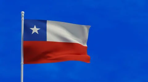 Chile flag, waving in the wind - 3d rendering Stockillustratie