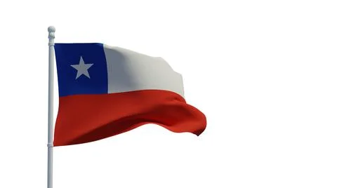 Chile flag, waving in the wind - 3d rendering. Illustration, isolated on whit Stock Illustration