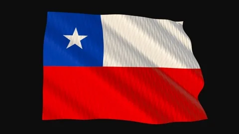 Chile flag waving in the wind on a black background Stock Footage 343208709