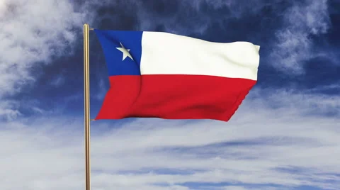 Chile flag waving in the wind. Green screen, alpha matte. Loopable animation Stock Footage 48611952