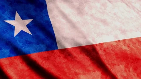 Chile Flag waving in the wind grunge version Stock Footage 236429288