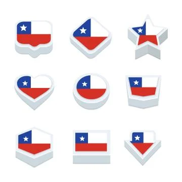 Chile flags icons and button set nine styles Stock Illustration