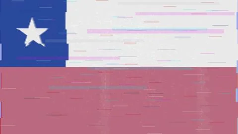 Chile Glitch Flag Vector - RGB Split Digital Video Frame Design Illustrazione stock