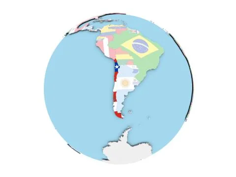 Chile on globe isolated Illustrazione stock