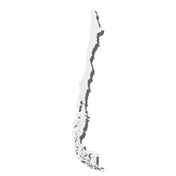Chile - grey 3d-like silhouette map of country area with dropped shadow. Simple Stock Illustration