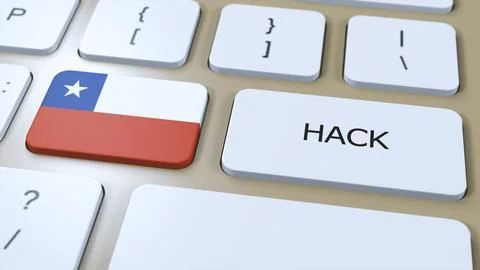 Chile Hack of Country or Hacker Attack 3D Illustration. Country National Flag Stock Illustration