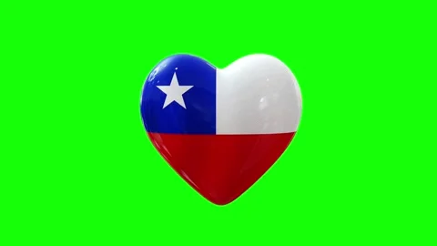 Chile heart flag pop-up animation on green screen Stock Footage 314370594