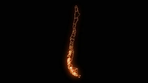 Chile map with all states or provinces glowing neon outline. Stock Footage 169634215