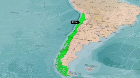 Chile Map Animation South America Andes Satellite View Stock Footage 346168568