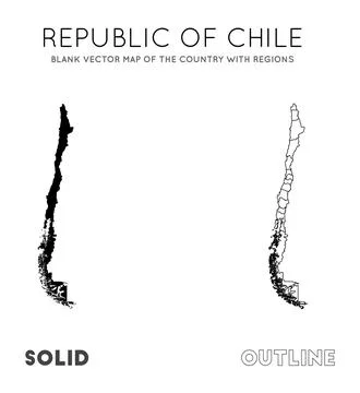 Chile map. Blank vector map of the Country with regions. Borders of Chile f.. Ilustração Stock