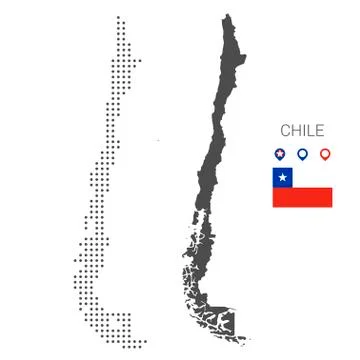Chile map dotted with flag and pin Stock Illustration