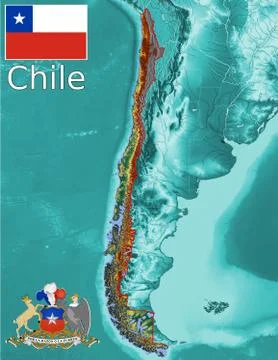 Chile map flag coat Stock Illustration