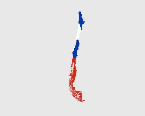 Chile Map Flag. Map of Chile with the Chilean Country Flag. 库存插图