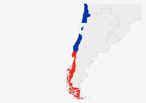 Chile map highlighted in Chile flag colors Stock Illustration