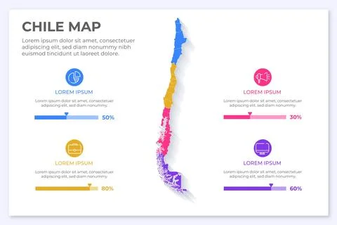 Chile map infographic in flat design Stock Illustration