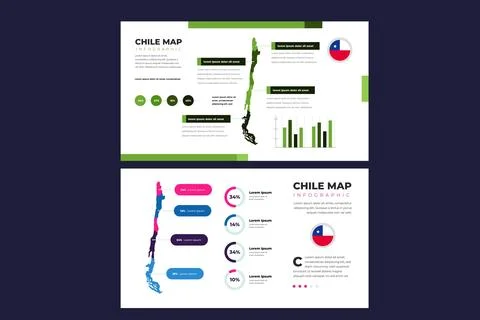 Chile map infographic in flat design Illustrazione stock