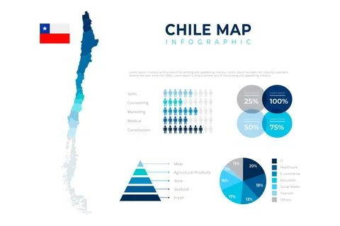 Chile map infographic template Stock Illustration