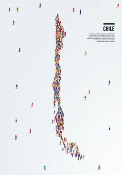 Chile Map. Large group of people form to create a shape of Chile Map. Stock Illustration