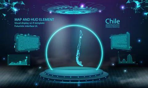 Chile map light connecting effect background. abstract digital technology U.. Stock Illustration