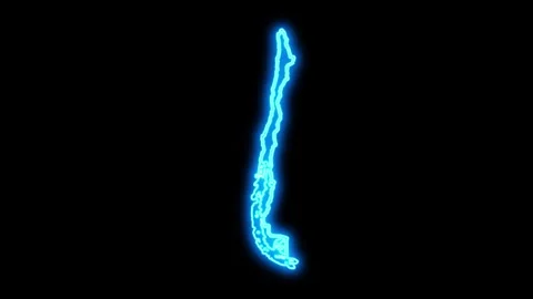 Chile Map Outline Neon Lights Stock Footage 332849164