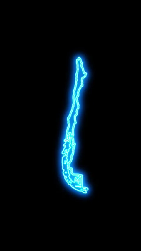 Chile Map Outline Neon Lights Stock Footage 333056066