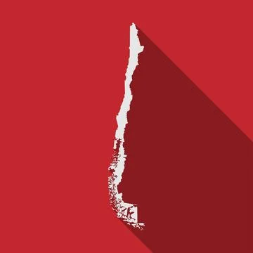 Chile map on red background with long shadow Stock Illustration