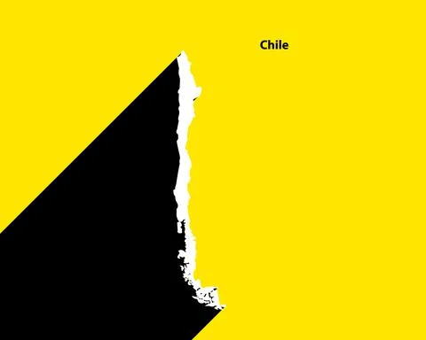 Chile Map on retro poster with long shadow Stock Illustration