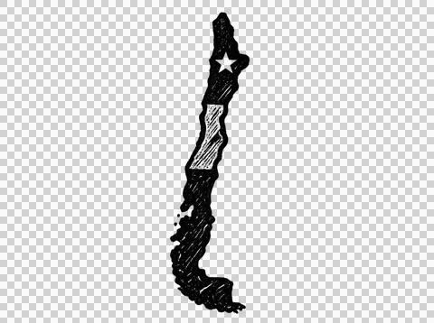Chile map silhouette with flag patterns sketch for geography. イラスト素材