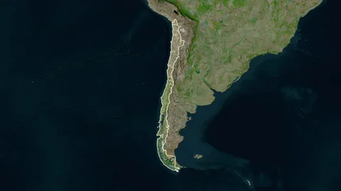 Chile map - solid. Regions. Satellite. L... | Stock Video | Pond5