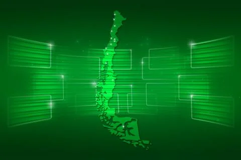 Chile map world map news communication green Stock Illustration