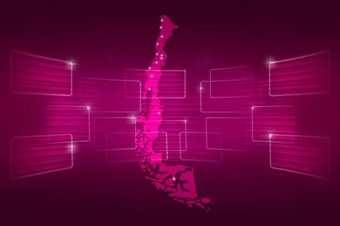 Chile map world map news communication pink Stock Illustration