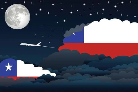Chile Night Clouds Airplane Vector Illustration Stock Illustration