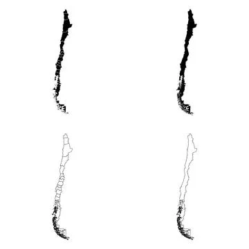 Chile Outline and Solid Fill Map Set. Stock Illustration