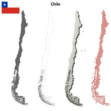 Chile outline map set Иллюстрация