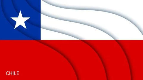 Chile paper cut flag with layered wavy bands Stock Illustration