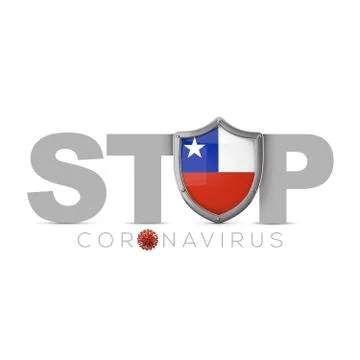 Chile protective shield. Stop coronavius concept. 3D Render Stock Illustration