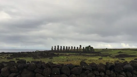Chile - Rapa Nui / Easter Island - #73 - Ahu Tongariki / Moai / Driving Stock Footage 160006399