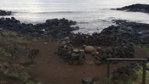 Chile - Rapa Nui / Easter Island - #76 - Ahu Te Pito Kura / Navel of the world Stock Footage 160006981