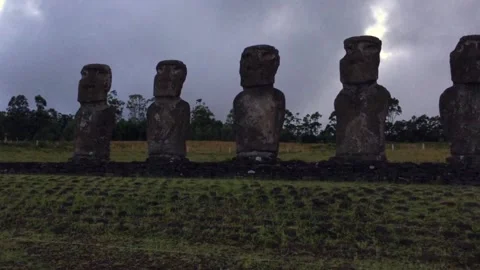 Chile - Rapa Nui / Easter Island - #77 - Ahu Akivi / Moai Stock Footage 160007185