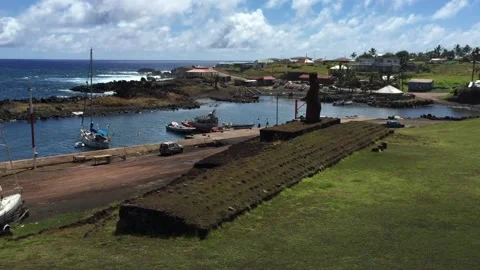 Chile - Rapa Nui / Easter Island - #5 - Moai / Statue / Coast Stock Footage 160007275