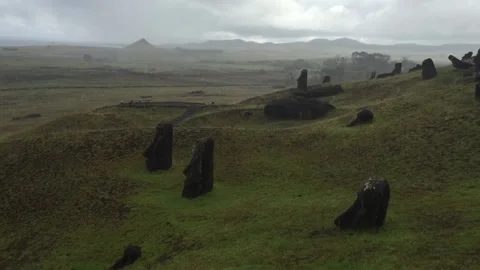 Chile - Rapa Nui / Easter Island - #69 - Rano Raraku Stock Footage 160007474