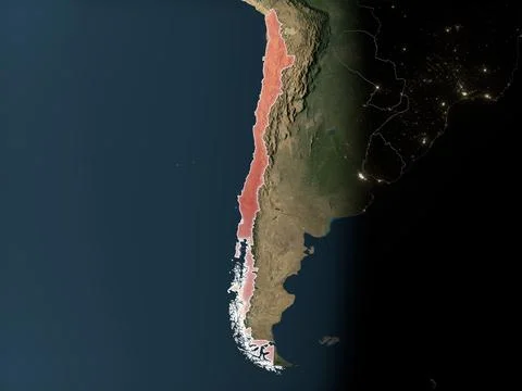 Chile on realistic map Stock Illustration