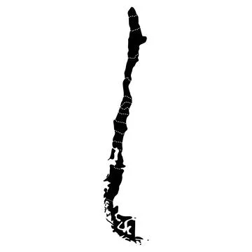 Chile regional borders map. Black silhouette of Chile with visible administ.. Stock Illustration